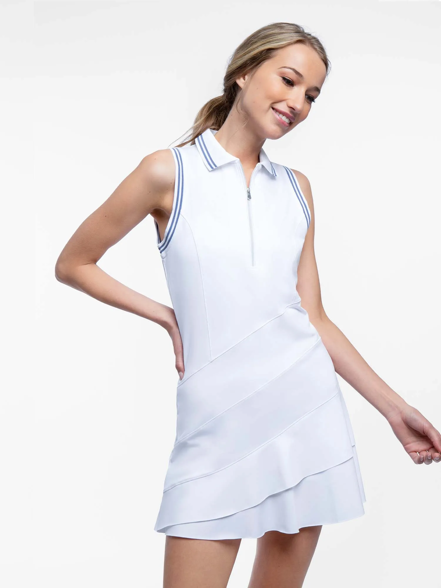 Alexa Tennis Dress - White/Granite