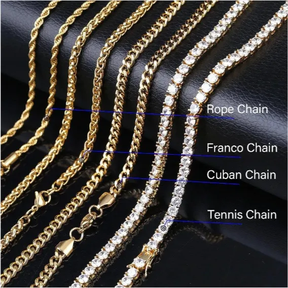 All Exclusive Bling Rope Chain, Cuban Chain, Franco Chain, Tennis Chain- Best Gift For Hip-Hop Lover