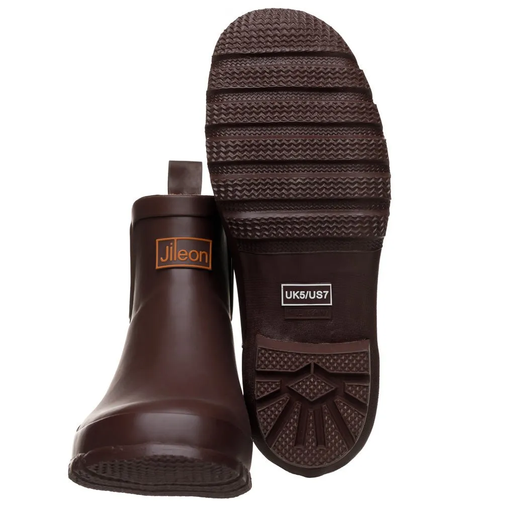 Ankle Wellies - Chocolate and Orange Trim - Wide Foot