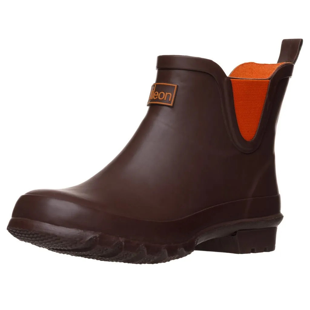 Ankle Wellies - Chocolate and Orange Trim - Wide Foot