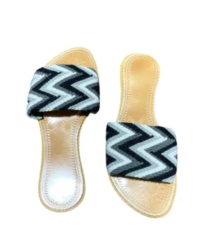 Black and White Sandals - Chevron Summer Sandals