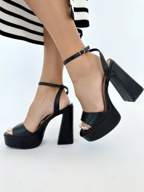 Black Open Toe Platform Heel