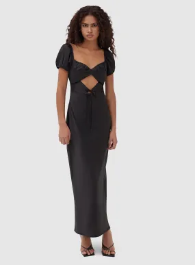 Black Sweetheart Cut Out Satin Dress – Mckenna