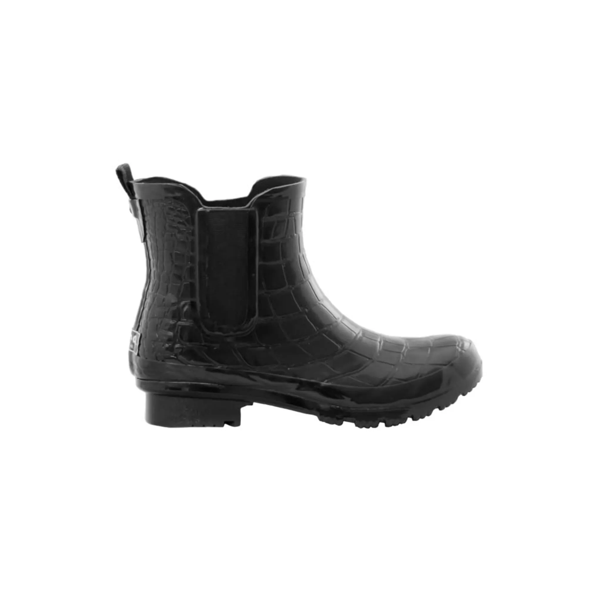 Chelsea Black Croc Emboss Women's Rain Boots