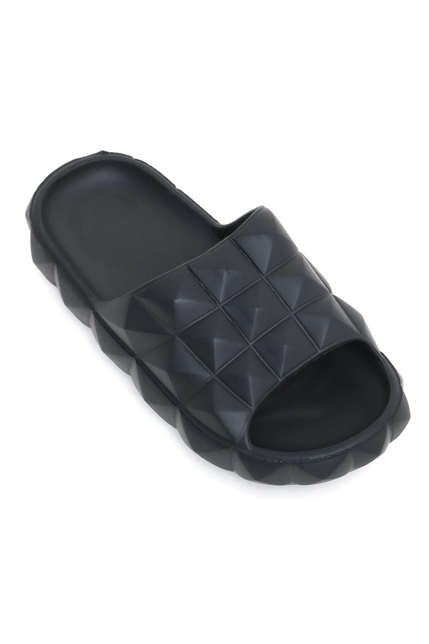 CHIC PATTERN SLIDES-BLACK