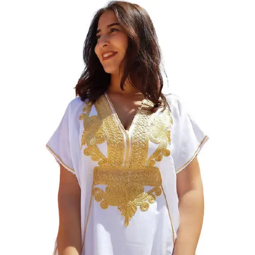 Chic White and Gold Gandoura