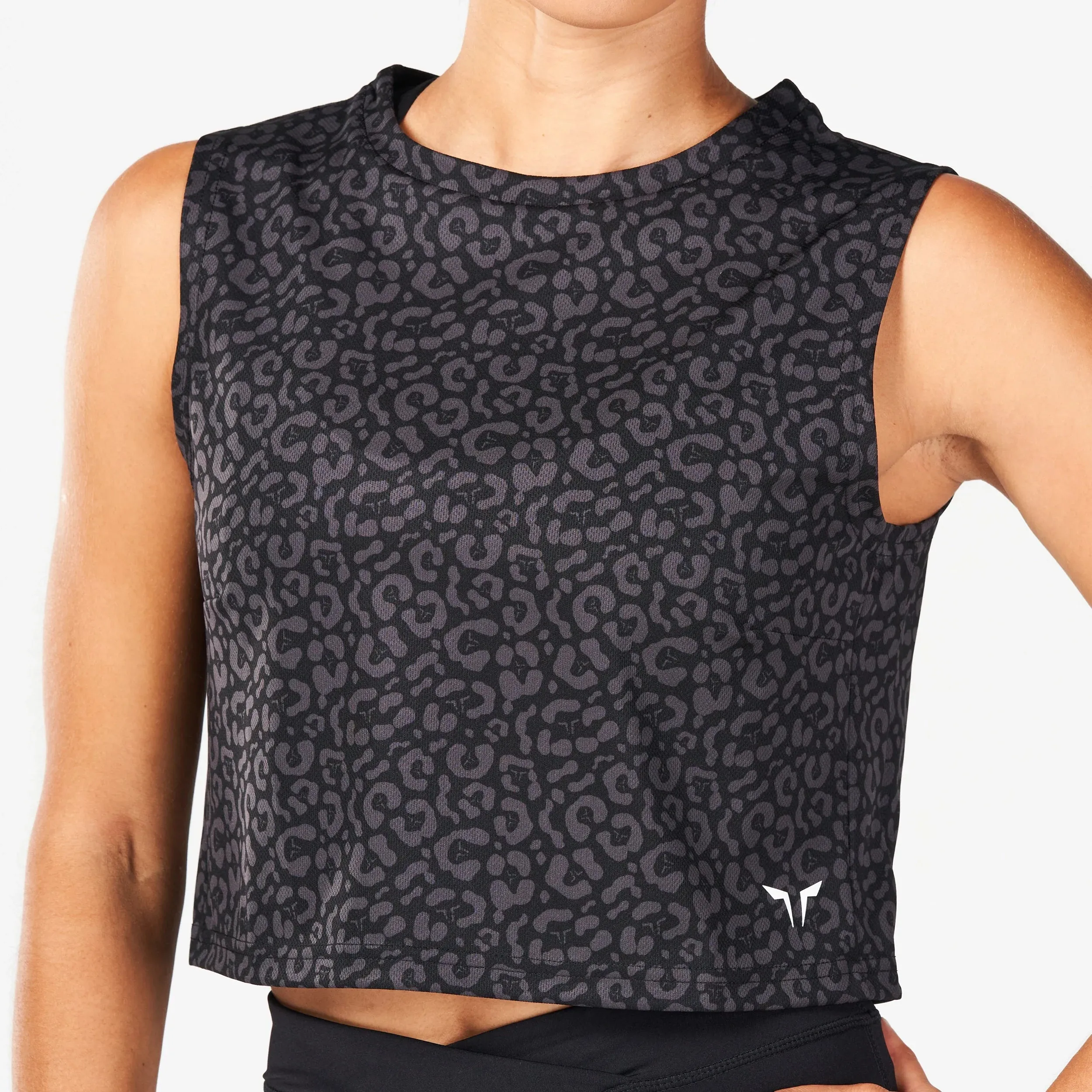 Core Crop Tank - Black Leopard