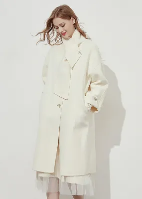 Cream Double-Faced Wool Overcoat