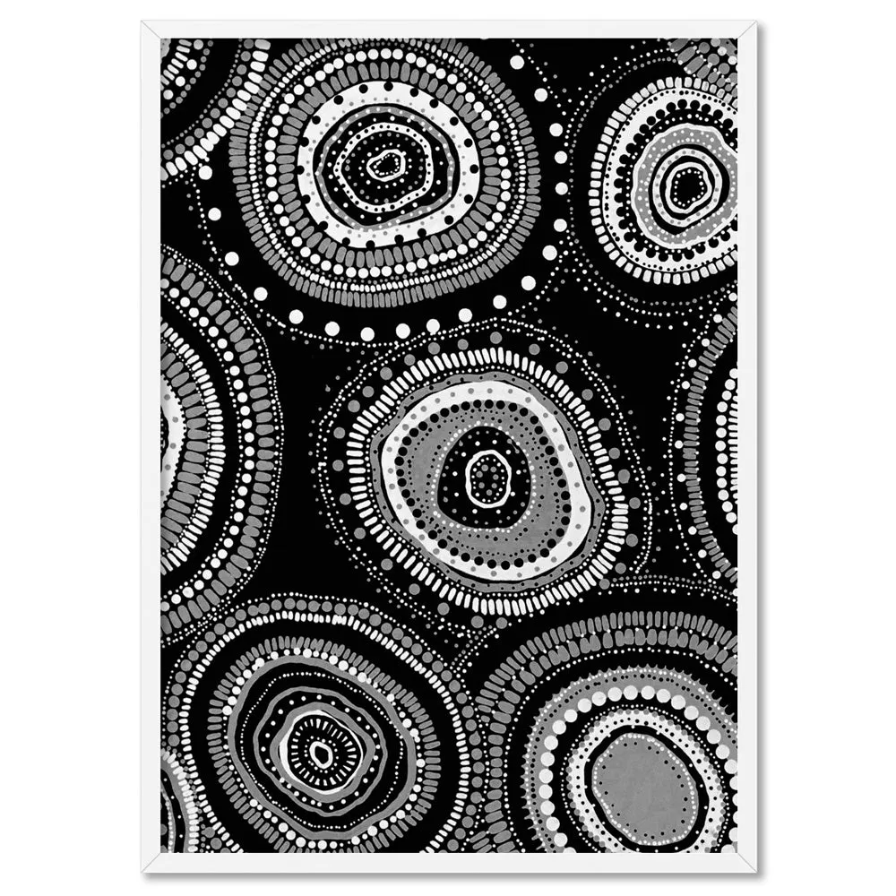 Dancing Bora Rings I B&W - Art Print by Leah Cummins