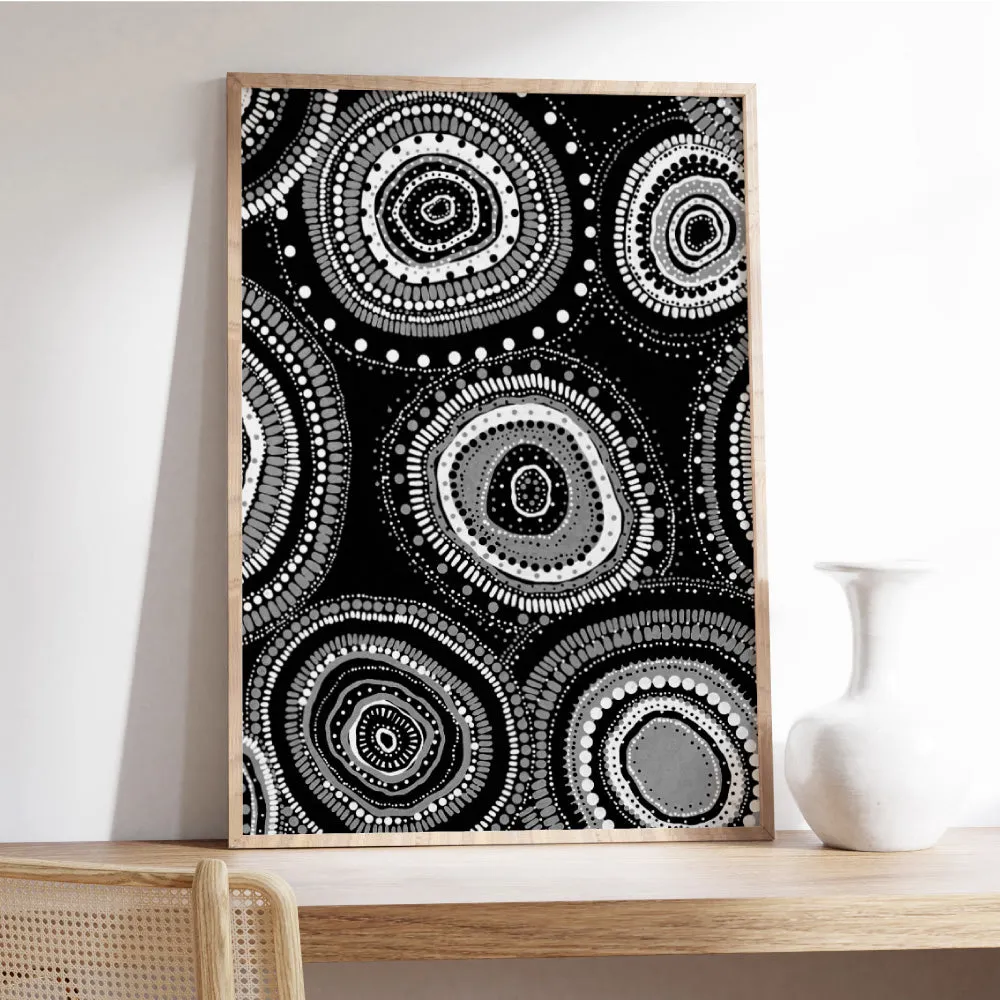 Dancing Bora Rings I B&W - Art Print by Leah Cummins