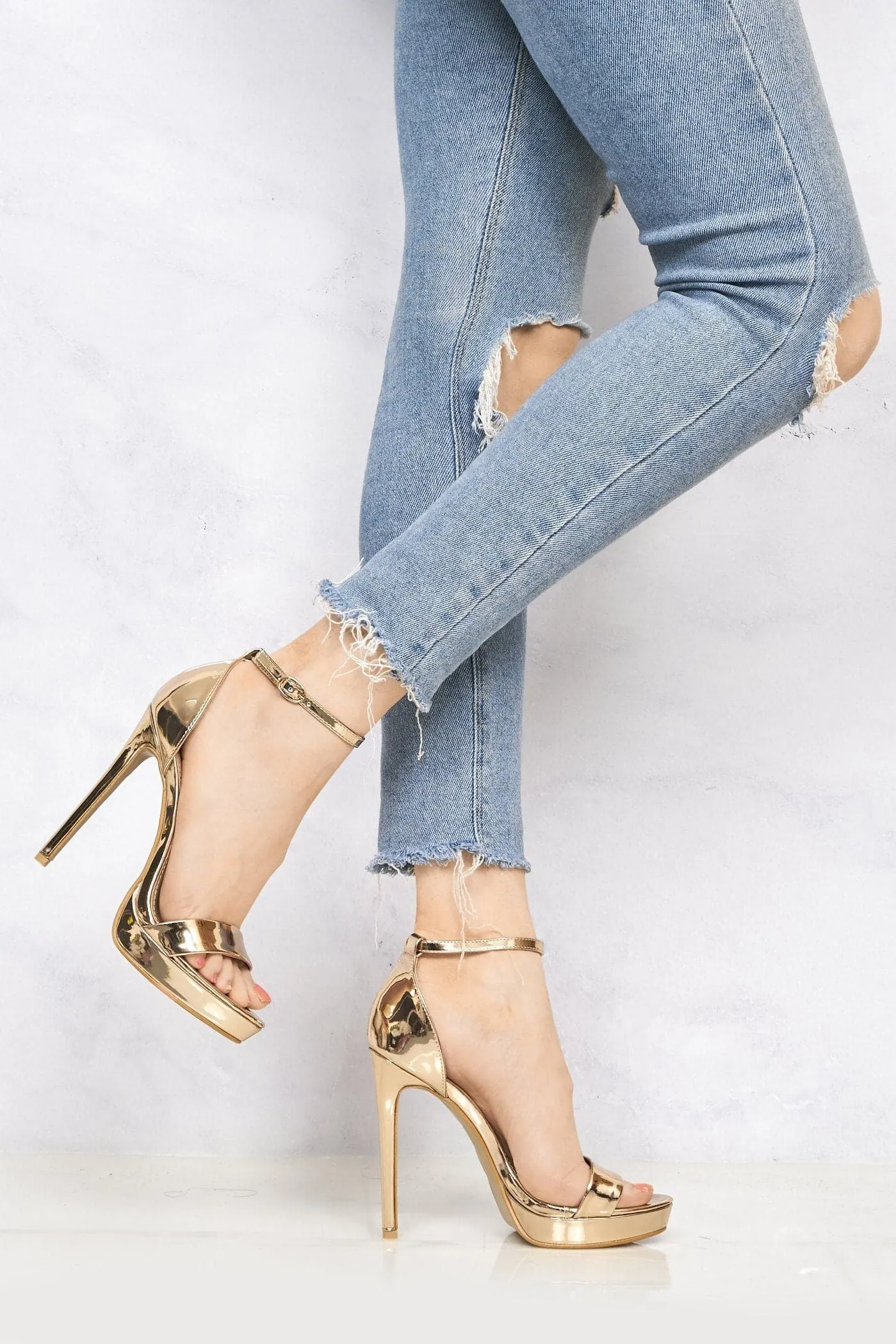 Ella Barely There Platform Sandal in Rose Gold