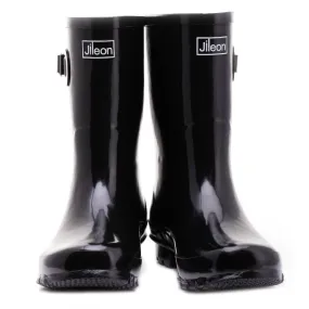 Half Height Black Glossy Wellies - Wide Foot and Ankle