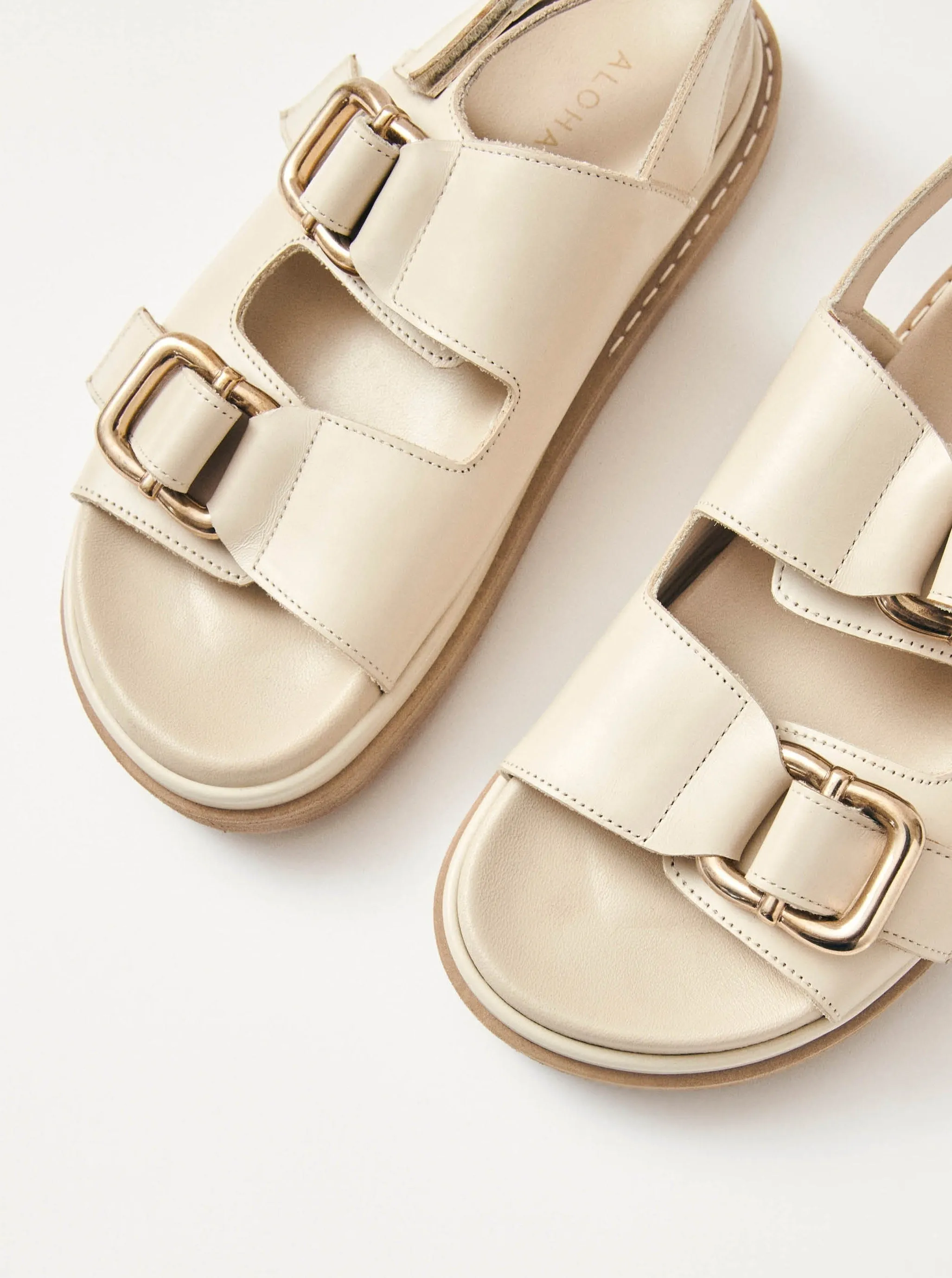 Harper Cream Leather Sandals