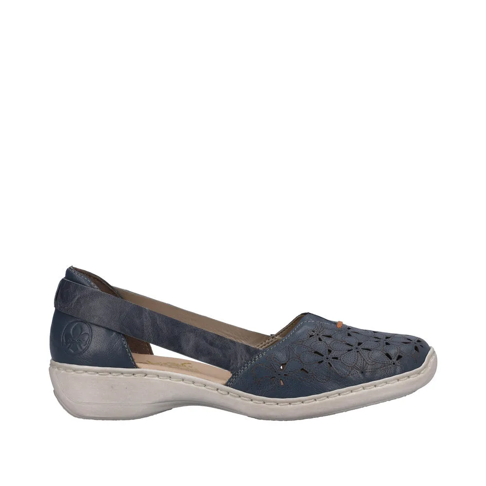 Ladies Rieker Blue Shoes Summer Soft Comfort Leather 41356-12 sale