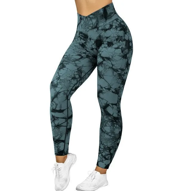 Seamless Tie Dye Women Yoga Pants Push Up Sport Fitness Running Gym Leggings