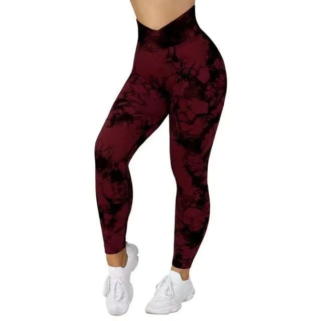 Seamless Tie Dye Women Yoga Pants Push Up Sport Fitness Running Gym Leggings