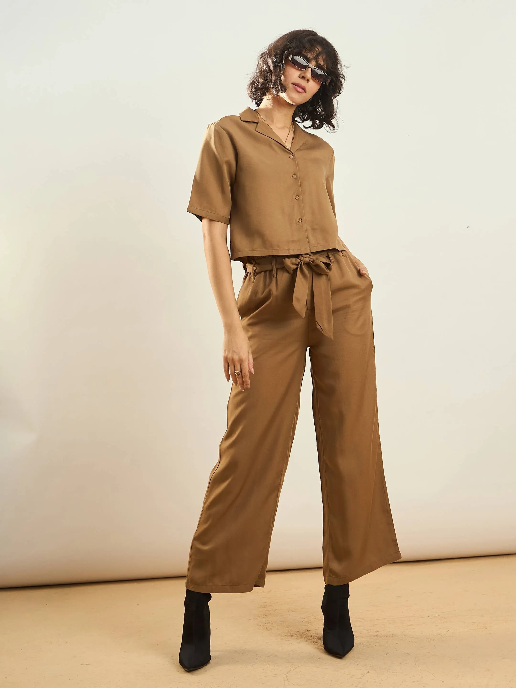 Women Khaki Paperback Waist Pants