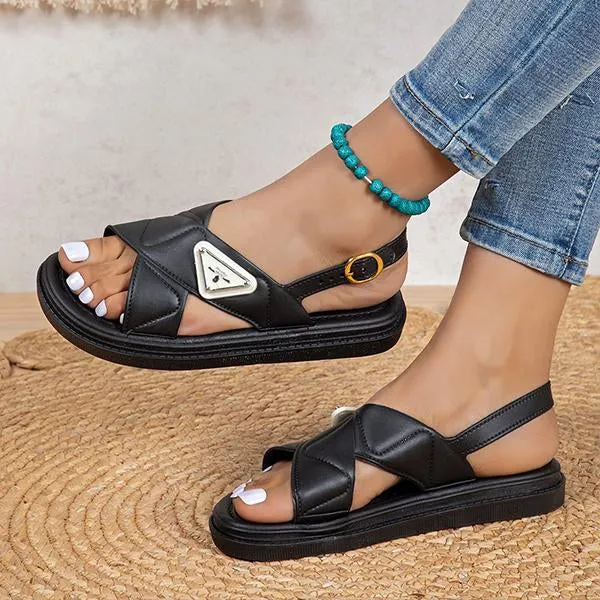 Women's Casual Cross Buckle Fashion Flat Sandals 23823998S