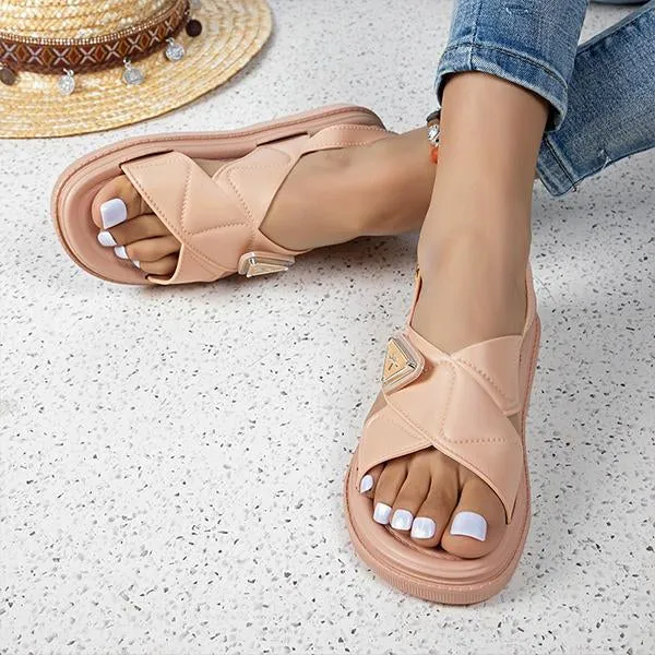 Women's Casual Cross Buckle Fashion Flat Sandals 23823998S