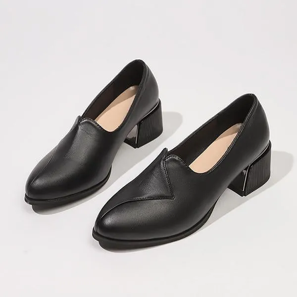 Women's Casual Slip-On Thick Heel Pointed Toe Shoes 94112221S