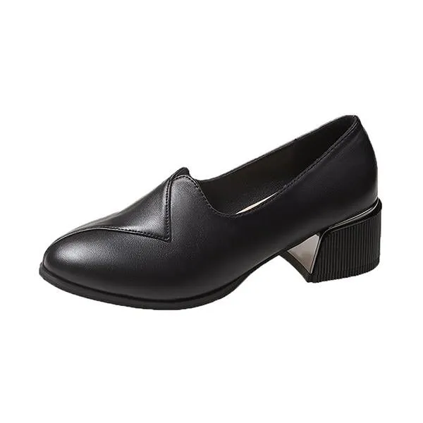 Women's Casual Slip-On Thick Heel Pointed Toe Shoes 94112221S